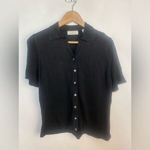 Vintage Lord & Taylor Button Black Size Large Rayon Cotton Blend Shell Buttons
